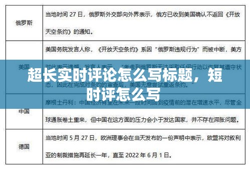 超长实时评论怎么写标题，短时评怎么写 