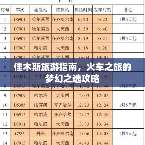 佳木斯旅游指南，火车之旅的梦幻之选攻略