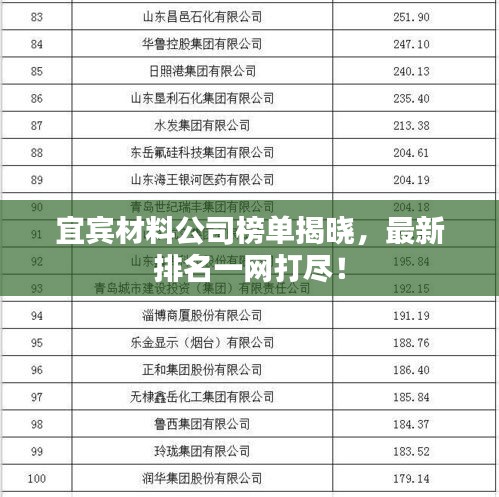 宜宾材料公司榜单揭晓，最新排名一网打尽！