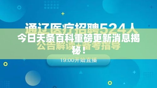 今日天条百科重磅更新消息揭秘！