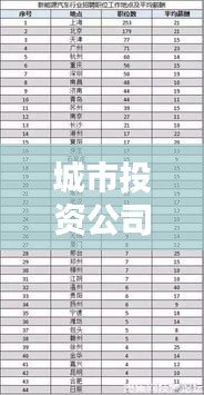 城市投资公司薪资排名大揭秘，薪酬水平深度解析